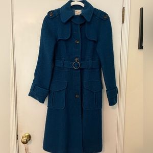Nanette Lepore Teal Emperors Boucher Wool Trench Coat